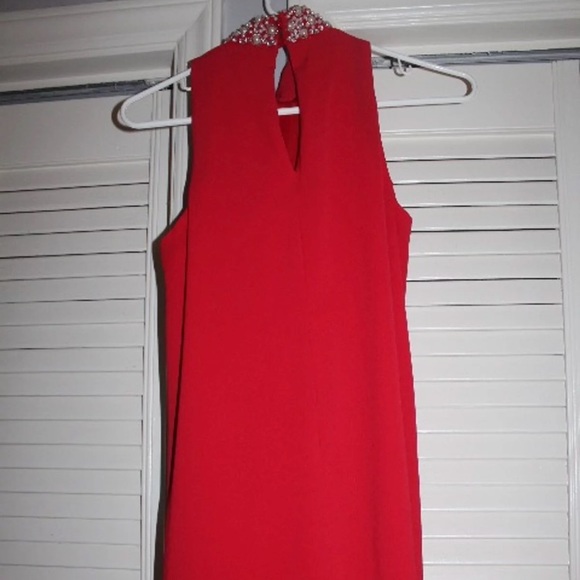 Red Pearl Neckline Dress - Picture 3 of 3